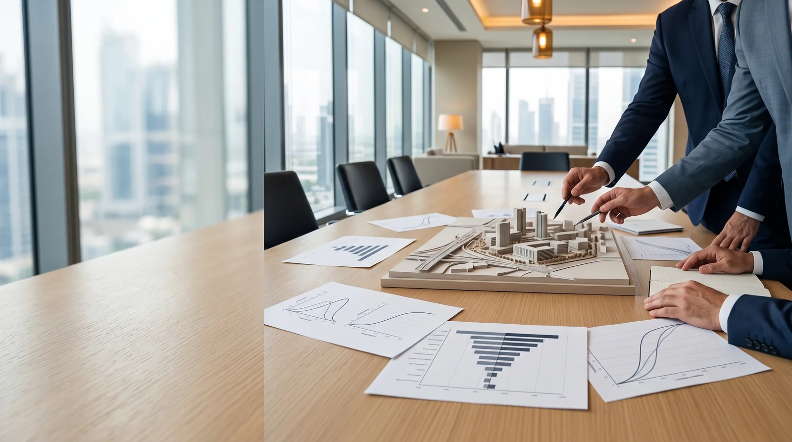 Risk and controls advisers reviewing an illustrative quantitative cost and schedule analysis