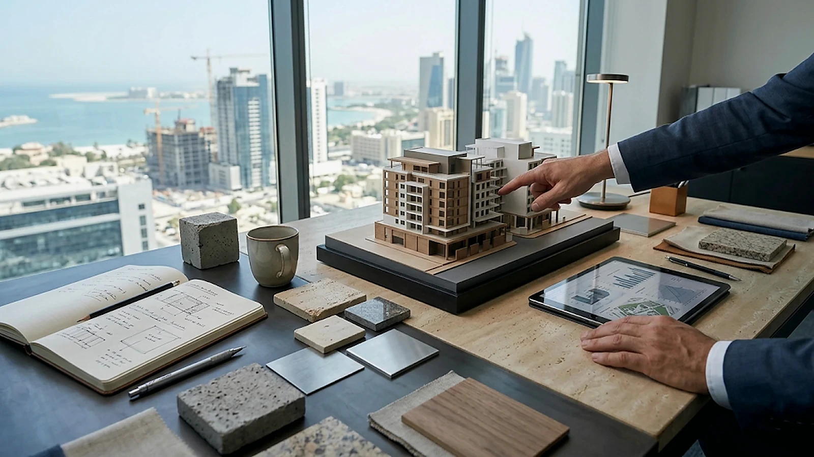 Architectural model, plans, and digital evidence arranged into a traceable project record