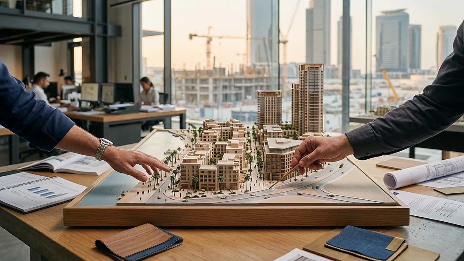 Development advisers testing phasing on a mixed-use masterplan model